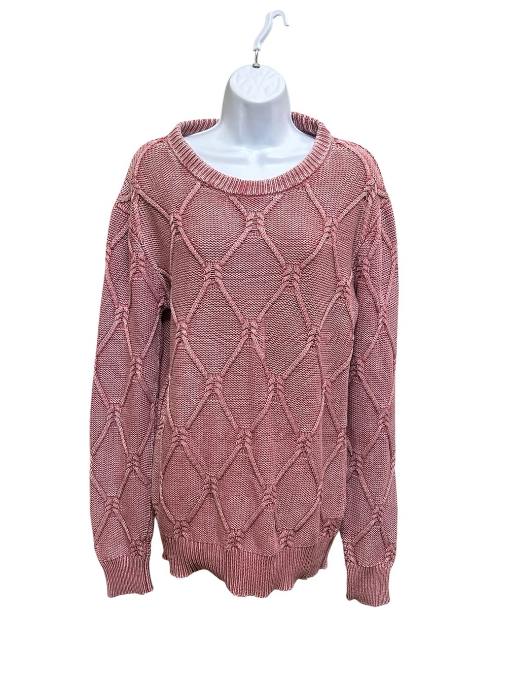 Guess Los Angeles Factory Faded Cable Knit Cotton Sweater Size L